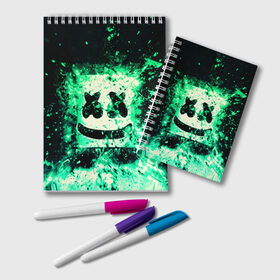 Блокнот с принтом MARSHMELLO в городе Новоалтайск, 100% бумага | 48 листов, плотность листов — 60 г/м2, плотность картонной обложки — 250 г/м2. Листы скреплены удобной пружинной спиралью. Цвет линий — светло-серый
 | Тематика изображения на принте: fortnite | marshmallo | marshmallow | marshmello | marshmellow | маршмелло | маршмеллоу | розы | фортнайт