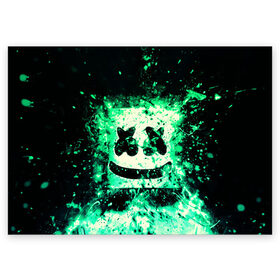 Поздравительная открытка с принтом MARSHMELLO в городе Новоалтайск, 100% бумага | плотность бумаги 280 г/м2, матовая, на обратной стороне линовка и место для марки
 | Тематика изображения на принте: fortnite | marshmallo | marshmallow | marshmello | marshmellow | маршмелло | маршмеллоу | розы | фортнайт