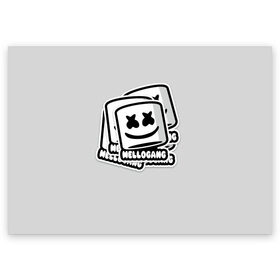 Поздравительная открытка с принтом MARSHMELLO в городе Новоалтайск, 100% бумага | плотность бумаги 280 г/м2, матовая, на обратной стороне линовка и место для марки
 | Тематика изображения на принте: fortnite | marshmallo | marshmallow | marshmello | marshmellow | маршмелло | маршмеллоу | розы | фортнайт
