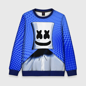 Детский свитшот 3D с принтом MARSHMELLO в городе Новоалтайск, 100% полиэстер | свободная посадка, прямой крой, мягкая тканевая резинка на рукавах и понизу свитшота | fortnite | marshmallo | marshmallow | marshmello | marshmellow | маршмелло | маршмеллоу | розы | фортнайт