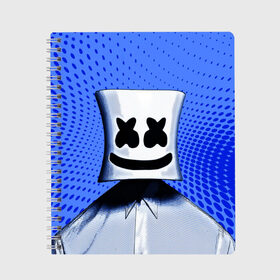 Тетрадь с принтом MARSHMELLO в городе Новоалтайск, 100% бумага | 48 листов, плотность листов — 60 г/м2, плотность картонной обложки — 250 г/м2. Листы скреплены сбоку удобной пружинной спиралью. Уголки страниц и обложки скругленные. Цвет линий — светло-серый
 | Тематика изображения на принте: fortnite | marshmallo | marshmallow | marshmello | marshmellow | маршмелло | маршмеллоу | розы | фортнайт