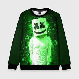 Детский свитшот 3D с принтом MARSHMELLO в городе Новоалтайск, 100% полиэстер | свободная посадка, прямой крой, мягкая тканевая резинка на рукавах и понизу свитшота | fortnite | marshmallo | marshmallow | marshmello | marshmellow | маршмелло | маршмеллоу | розы | фортнайт