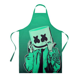 Фартук 3D с принтом MARSHMELLO в городе Новоалтайск, 100% полиэстер | общий размер — 65 х 85 см, ширина нагрудника — 26 см, горловина — 53 см, длина завязок — 54 см, общий обхват в поясе — 173 см. Принт на завязках и на горловине наносится с двух сторон, на основной части фартука — только с внешней стороны | fortnite | marshmallo | marshmallow | marshmello | marshmellow | маршмелло | маршмеллоу | розы | фортнайт