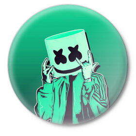Значок с принтом MARSHMELLO в городе Новоалтайск,  металл | круглая форма, металлическая застежка в виде булавки | fortnite | marshmallo | marshmallow | marshmello | marshmellow | маршмелло | маршмеллоу | розы | фортнайт