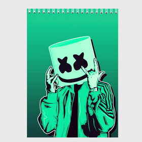 Скетчбук с принтом MARSHMELLO в городе Новоалтайск, 100% бумага
 | 48 листов, плотность листов — 100 г/м2, плотность картонной обложки — 250 г/м2. Листы скреплены сверху удобной пружинной спиралью | fortnite | marshmallo | marshmallow | marshmello | marshmellow | маршмелло | маршмеллоу | розы | фортнайт