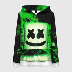 Женская толстовка 3D на молнии с принтом MARSHMELLO в городе Новоалтайск, 100% полиэстер | длина до линии бедра, манжеты и пояс оформлены мягкой тканевой резинкой, двухслойный капюшон со шнурком для регулировки, спереди молния, по бокам два кармана | fortnite | marshmallo | marshmallow | marshmello | marshmellow | маршмелло | маршмеллоу | розы | фортнайт