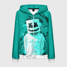 Мужская толстовка 3D на молнии с принтом MARSHMELLO в городе Новоалтайск, 100% полиэстер | длина до линии бедра, манжеты и пояс оформлены мягкой тканевой резинкой, двухслойный капюшон со шнурком для регулировки, спереди молния, по бокам два кармана | fortnite | marshmallo | marshmallow | marshmello | marshmellow | маршмелло | маршмеллоу | розы | фортнайт