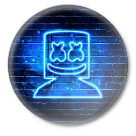 Значок с принтом MARSHMELLO в городе Новоалтайск,  металл | круглая форма, металлическая застежка в виде булавки | fortnite | marshmallo | marshmallow | marshmello | marshmellow | маршмелло | маршмеллоу | розы | фортнайт