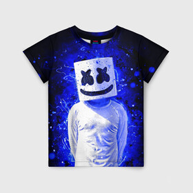 Детская футболка 3D с принтом MARSHMELLO в городе Новоалтайск, 100% гипоаллергенный полиэфир | прямой крой, круглый вырез горловины, длина до линии бедер, чуть спущенное плечо, ткань немного тянется | fortnite | marshmallo | marshmallow | marshmello | marshmellow | маршмелло | маршмеллоу | розы | фортнайт