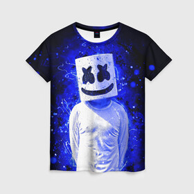 Женская футболка 3D с принтом MARSHMELLO в городе Новоалтайск, 100% полиэфир ( синтетическое хлопкоподобное полотно) | прямой крой, круглый вырез горловины, длина до линии бедер | fortnite | marshmallo | marshmallow | marshmello | marshmellow | маршмелло | маршмеллоу | розы | фортнайт
