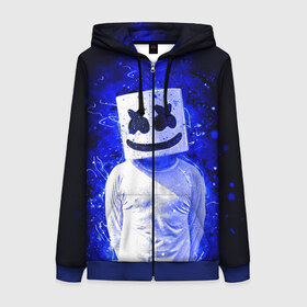 Женская толстовка 3D на молнии с принтом MARSHMELLO в городе Новоалтайск, 100% полиэстер | длина до линии бедра, манжеты и пояс оформлены мягкой тканевой резинкой, двухслойный капюшон со шнурком для регулировки, спереди молния, по бокам два кармана | fortnite | marshmallo | marshmallow | marshmello | marshmellow | маршмелло | маршмеллоу | розы | фортнайт