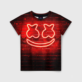 Детская футболка 3D с принтом MARSHMELLO в городе Новоалтайск, 100% гипоаллергенный полиэфир | прямой крой, круглый вырез горловины, длина до линии бедер, чуть спущенное плечо, ткань немного тянется | fortnite | marshmallo | marshmallow | marshmello | marshmellow | маршмелло | маршмеллоу | розы | фортнайт