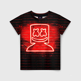 Детская футболка 3D с принтом MARSHMELLO в городе Новоалтайск, 100% гипоаллергенный полиэфир | прямой крой, круглый вырез горловины, длина до линии бедер, чуть спущенное плечо, ткань немного тянется | fortnite | marshmallo | marshmallow | marshmello | marshmellow | маршмелло | маршмеллоу | розы | фортнайт
