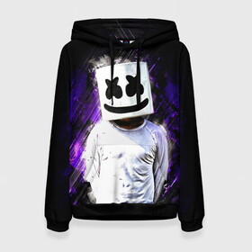 Женская толстовка 3D с принтом MARSHMELLO в городе Новоалтайск, 100% полиэстер  | двухслойный капюшон со шнурком для регулировки, мягкие манжеты на рукавах и по низу толстовки, спереди карман-кенгуру с мягким внутренним слоем. | fortnite | marshmallo | marshmallow | marshmello | marshmellow | маршмелло | маршмеллоу | розы | фортнайт