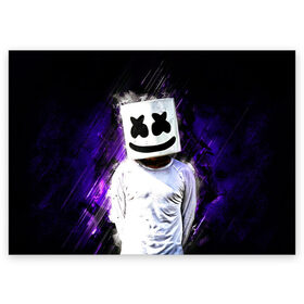 Поздравительная открытка с принтом MARSHMELLO в городе Новоалтайск, 100% бумага | плотность бумаги 280 г/м2, матовая, на обратной стороне линовка и место для марки
 | fortnite | marshmallo | marshmallow | marshmello | marshmellow | маршмелло | маршмеллоу | розы | фортнайт