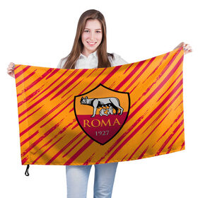 Флаг 3D с принтом ROMA. в городе Новоалтайск, 100% полиэстер | плотность ткани — 95 г/м2, размер — 67 х 109 см. Принт наносится с одной стороны | fc | football | football club | roma | sport | альба аудаче | итальянский футбольный клуб | рим | рома | спорт | уефа | униформа | фирменные цвета | фк | фк роман | фортитудо про рома | футбол | футбольный клуб