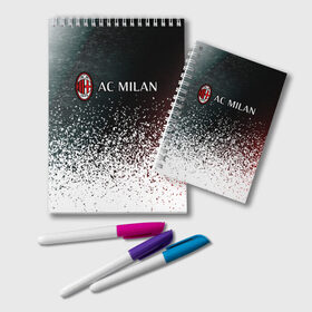 Блокнот с принтом AC MILAN / МИЛАН в городе Новоалтайск, 100% бумага | 48 листов, плотность листов — 60 г/м2, плотность картонной обложки — 250 г/м2. Листы скреплены удобной пружинной спиралью. Цвет линий — светло-серый
 | Тематика изображения на принте: ac | ac milan | acm | football | logo | milan | sport | клуб | лого | логотип | логотипы | милан | символ | символы | спорт | форма | футбол | футбольная | футбольный