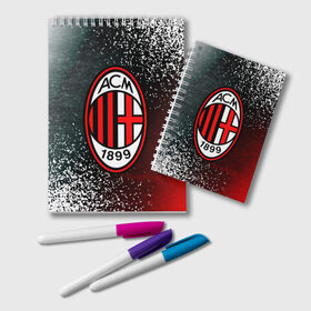 Блокнот с принтом AC MILAN / МИЛАН в городе Новоалтайск, 100% бумага | 48 листов, плотность листов — 60 г/м2, плотность картонной обложки — 250 г/м2. Листы скреплены удобной пружинной спиралью. Цвет линий — светло-серый
 | Тематика изображения на принте: ac | ac milan | acm | football | logo | milan | sport | клуб | лого | логотип | логотипы | милан | символ | символы | спорт | форма | футбол | футбольная | футбольный