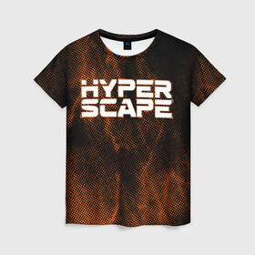 Женская футболка 3D с принтом Hyper Scape. в городе Новоалтайск, 100% полиэфир ( синтетическое хлопкоподобное полотно) | прямой крой, круглый вырез горловины, длина до линии бедер | esport | games | hyper scape | twitch | игроки | игролюбители | игроманы | игры | киберспорт | королевская битва | корона | твич | хупер скайп | хупер скайпе