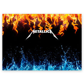 Поздравительная открытка с принтом Metallica. в городе Новоалтайск, 100% бумага | плотность бумаги 280 г/м2, матовая, на обратной стороне линовка и место для марки
 | Тематика изображения на принте: metallica | music | rock | американская рок группа | метал группа | металлика | музыка | рок | рок группа | трэш метал | хеви метал