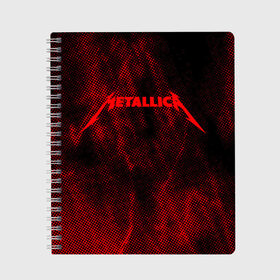 Тетрадь с принтом Metallica в городе Новоалтайск, 100% бумага | 48 листов, плотность листов — 60 г/м2, плотность картонной обложки — 250 г/м2. Листы скреплены сбоку удобной пружинной спиралью. Уголки страниц и обложки скругленные. Цвет линий — светло-серый
 | 