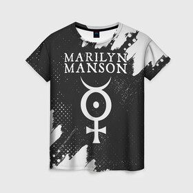 Женская футболка 3D с принтом MARILYN MANSON / М. МЭНСОН в городе Новоалтайск, 100% полиэфир ( синтетическое хлопкоподобное полотно) | прямой крой, круглый вырез горловины, длина до линии бедер | logo | manson | marilyn | music | rock | группа | лого | логотип | логотипы | менсон | мерилин | мерлин | музыка | мэнсон | мэрилин | рок | символ