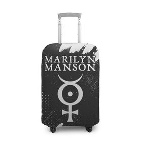 Чехол для чемодана 3D с принтом MARILYN MANSON / М. МЭНСОН в городе Новоалтайск, 86% полиэфир, 14% спандекс | двустороннее нанесение принта, прорези для ручек и колес | logo | manson | marilyn | music | rock | группа | лого | логотип | логотипы | менсон | мерилин | мерлин | музыка | мэнсон | мэрилин | рок | символ