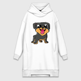Платье-худи хлопок с принтом Ротвейлер в городе Новоалтайск,  |  | dog | rotweiler | зубы | лапы | мем | пес | прикол | ротвейлер | смешные животные | собака | собака с языком | собачка | щенок | юмор | язык