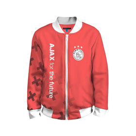 Детский бомбер 3D с принтом Ajax Amsterdam в городе Новоалтайск, 100% полиэстер | застегивается на молнию, по бокам два кармана без застежек, мягкие манжеты, по низу бомбера и на воротнике — эластичная резинка | ajax | fc ajax | аякс | фк аякс | футбол