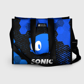 Сумка-шоппер 3D с принтом СОНИК SONIC в городе Новоалтайск, 100% полиэстер | застегивается на металлическую кнопку; внутренний карман застегивается на молнию. Стенки укреплены специальным мягким материалом, чтобы защитить содержимое от несильных ударов
 | adventure | game | games | hedgehog | movie | mult | sonic | the | unleashed | ежик | игра | игры | кино | мульт | мультик | мультфильм | соник | фильм