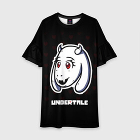 Детское платье 3D с принтом UNDERTALE в городе Новоалтайск, 100% полиэстер | прямой силуэт, чуть расширенный к низу. Круглая горловина, на рукавах — воланы | sans | undertale | андертале | андертейл | игра | подземная история | подземная сказка | санс | ундертале