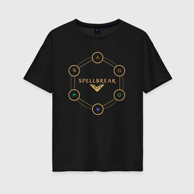Женская футболка хлопок Oversize с принтом SPELLBREAK в городе Новоалтайск, 100% хлопок | свободный крой, круглый ворот, спущенный рукав, длина до линии бедер
 | break | pyromancer | royal battle | spell | spell break | spellbreak | stoneshaper | tempest | toxicologist | toxicologist spellbreak | игра | королевская битва | магические перчатки | магия | фентези