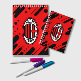 Блокнот с принтом AC MILAN / МИЛАН в городе Новоалтайск, 100% бумага | 48 листов, плотность листов — 60 г/м2, плотность картонной обложки — 250 г/м2. Листы скреплены удобной пружинной спиралью. Цвет линий — светло-серый
 | Тематика изображения на принте: ac | ac milan | acm | football | logo | milan | sport | клуб | лого | логотип | логотипы | милан | символ | символы | спорт | форма | футбол | футбольная | футбольный