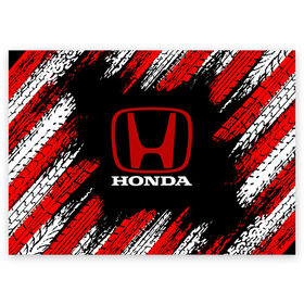 Поздравительная открытка с принтом HONDA. в городе Новоалтайск, 100% бумага | плотность бумаги 280 г/м2, матовая, на обратной стороне линовка и место для марки
 | Тематика изображения на принте: 2020 | auto | honda | sport | авто | автомобиль | автомобильные | бренд | марка | машины | спорт | хонда