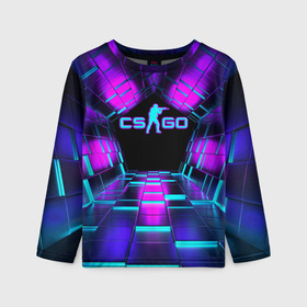 Детский лонгслив 3D с принтом CS GO Neon Cubes в городе Новоалтайск, 100% полиэстер | длинные рукава, круглый вырез горловины, полуприлегающий силуэт
 | beast | counter strike | cs | cs go | csgo | cubes | game | howl | hyper | hyperbeast | logo cs go | neon | аркада | вой | гипер бест | го | игра | компьютерная игра | контр страйк | контра | кс | кс гов | кубы | логотип кс го | неон | оружие 