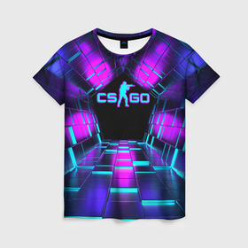 Женская футболка 3D с принтом CS GO Neon Cubes в городе Новоалтайск, 100% полиэфир ( синтетическое хлопкоподобное полотно) | прямой крой, круглый вырез горловины, длина до линии бедер | beast | counter strike | cs | cs go | csgo | cubes | game | howl | hyper | hyperbeast | logo cs go | neon | аркада | вой | гипер бест | го | игра | компьютерная игра | контр страйк | контра | кс | кс гов | кубы | логотип кс го | неон | оружие 