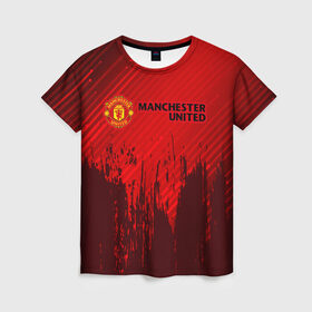Женская футболка 3D с принтом MANCHESTER UNITED в городе Новоалтайск, 100% полиэфир ( синтетическое хлопкоподобное полотно) | прямой крой, круглый вырез горловины, длина до линии бедер | club | footbal | logo | manchester | united | знак | клуб | лого | логотип | логотипы | манчестер | символ | символы | форма | футбол | футбольная | футбольный | юнайтед