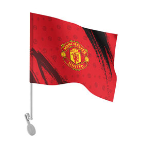 Флаг для автомобиля с принтом MANCHESTER UNITED в городе Новоалтайск, 100% полиэстер | Размер: 30*21 см | club | footbal | logo | manchester | united | знак | клуб | лого | логотип | логотипы | манчестер | символ | символы | форма | футбол | футбольная | футбольный | юнайтед