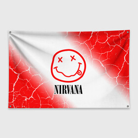 Флаг-баннер с принтом NIRVANA НИРВАНА в городе Новоалтайск, 100% полиэстер | размер 67 х 109 см, плотность ткани — 95 г/м2; по краям флага есть четыре люверса для крепления | band | cobain | face | kurt | logo | music | nirvana | rock | rocknroll | группа | кобейн | курт | лого | логотип | музыка | музыкальная | нирвана | рожица | рок | рокнролл | символ