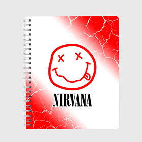 Тетрадь с принтом NIRVANA НИРВАНА в городе Новоалтайск, 100% бумага | 48 листов, плотность листов — 60 г/м2, плотность картонной обложки — 250 г/м2. Листы скреплены сбоку удобной пружинной спиралью. Уголки страниц и обложки скругленные. Цвет линий — светло-серый
 | band | cobain | face | kurt | logo | music | nirvana | rock | rocknroll | группа | кобейн | курт | лого | логотип | музыка | музыкальная | нирвана | рожица | рок | рокнролл | символ