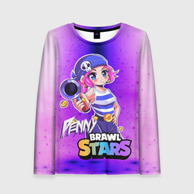 Женский лонгслив 3D с принтом Penny Brawl Stars в городе Новоалтайск, 100% полиэстер | длинные рукава, круглый вырез горловины, полуприлегающий силуэт | anime | brawl | brawl stars | brawlstars | brawl_stars | panny | peny | аниме | бравл | бравлстарс | девочка | девочка в шкуре медведя | девушка | манга | пени | пини