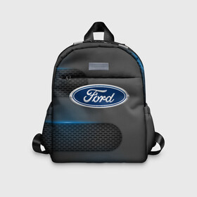 Детский рюкзак 3D с принтом FORD в городе Новоалтайск, 100% полиэстер | лямки с регулируемой длиной, сверху петелька, чтобы рюкзак можно было повесить на вешалку. Основное отделение закрывается на молнию, как и внешний карман. Внутри дополнительный карман. По бокам два дополнительных кармашка | ford | авто | автомобиль | логотип | марка | машина | надпись | текстура | форд
