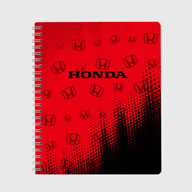 Тетрадь с принтом HONDA ХОНДА в городе Новоалтайск, 100% бумага | 48 листов, плотность листов — 60 г/м2, плотность картонной обложки — 250 г/м2. Листы скреплены сбоку удобной пружинной спиралью. Уголки страниц и обложки скругленные. Цвет линий — светло-серый
 | accord | auto | civic | crv | honda | jylf | logo | moto | motors | racing | sport | авто | автомобиль | аккорд | гонки | гоночный | лого | логотип | логотипы | марка | мото | моторс | мотоцикл | рщтвф | серия | символ | символы | спорт