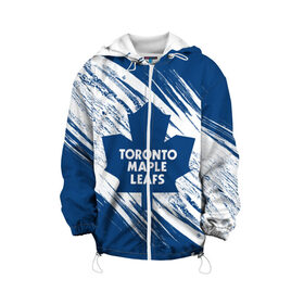 Детская куртка 3D с принтом Toronto Maple Leafs, в городе Новоалтайск, 100% полиэстер | застежка — молния, подол и капюшон оформлены резинкой с фиксаторами, по бокам — два кармана без застежек, один потайной карман на груди, плотность верхнего слоя — 90 г/м2; плотность флисового подклада — 260 г/м2 | Тематика изображения на принте: hockey | maple leafs | nhl | toronto | toronto maple leafs | usa | мейпл лифс | нхл | спорт | сша | торонто | торонто мейпл лифс | хоккей | шайба