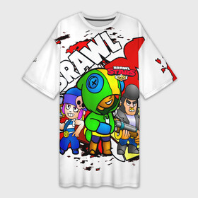 Платье-футболка 3D с принтом BRAWL STARS в городе Новоалтайск,  |  | 8 bit | bea | bib | brawl stars | crow | leon | max | nita | sally leon | shark | акула | биа | биби | бравл старс | ворон | игра | леон | макс | нита | оборотень | салли леон | сэлли леон | шарк