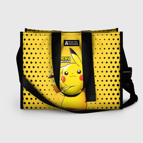 Сумка-шоппер 3D с принтом Pikachu Pika Pika в городе Новоалтайск, 100% полиэстер | застегивается на металлическую кнопку; внутренний карман застегивается на молнию. Стенки укреплены специальным мягким материалом, чтобы защитить содержимое от несильных ударов
 | pika | pikachu | аниме | детская | детям | игры | молния | мышка | мышь | пика | пикачу | покемон | покемоны