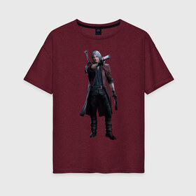 Женская футболка хлопок Oversize с принтом Devil May Cry 5 Dante в городе Новоалтайск, 100% хлопок | свободный крой, круглый ворот, спущенный рукав, длина до линии бедер
 | action | capcom | dante | demon slayer | devil may cry | devil may cry 5 | devil trigger | dmc | dmc5 | hack and slash | son of sparda | данте | кэпком | сын спарды | экшен