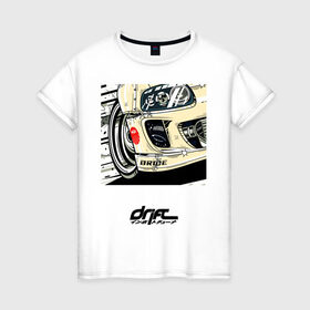 Женская футболка хлопок с принтом DRIFT в городе Новоалтайск, 100% хлопок | прямой крой, круглый вырез горловины, длина до линии бедер, слегка спущенное плечо | дрифт | дым | машина