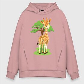 Мужское худи Oversize хлопок с принтом giraffe 2 в городе Новоалтайск, френч-терри — 70% хлопок, 30% полиэстер. Мягкий теплый начес внутри —100% хлопок | боковые карманы, эластичные манжеты и нижняя кромка, капюшон на магнитной кнопке | animal | животные | жираф | звери