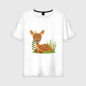 Женская футболка хлопок Oversize с принтом Kid axis deer в городе Новоалтайск, 100% хлопок | свободный крой, круглый ворот, спущенный рукав, длина до линии бедер
 | animal | животные | звери | пятнистый олень